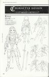  1girl ass back character_sheet concept_art female legs leina long_hair monochrome queen&#039;s_blade scan smile standing thong underwear weapon 