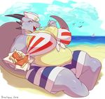  anthro big_breasts bikini breasts clothing dickgirl dieselbrain dragon food hat horn huge_breasts intersex open_mouth pose scalie slightly_chubby solo swimsuit talash tongue tongue_out 