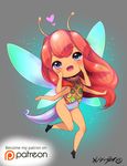  1girl antennae blush blush_stickers born-to-die character_request fairy heart heart-shaped_pupils long_hair looking_at_viewer patreon shiny shiny_hair solo sparkle symbol-shaped_pupils wings 