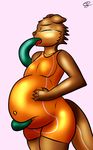 2016 aaliyah_(oc) anthro armpits belly belly_expansion belly_inflation big_belly clothing cum cum_in_pussy cum_inflation cum_inside female flat_chested fur inflation j5furry mammal mustelid navel otter swimsuit tentacles 