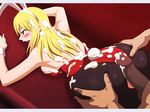  1boy 1girl aftersex animal_ears ass ass_grab blonde_hair breasts bunny_ears bunnysuit censored cum cum_in_pussy doggystyle fairy_tail female game_cg heavy_breathing hetero huge_ass large_breasts lime_(purple_haze) long_hair lucy_heartfilia lying nude penetration penis pussy sweat tears testicles vaginal 