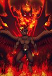 2016 5_fingers anthro blonde_hair brown_feathers brown_fur clothed clothing duo equine fan_character feathered_wings feathers fire fur hair hooves looking_at_viewer male mammal margony midriff my_little_pony navel open_mouth pegasus red_eyes red_hair smile topless white_eyes wings 