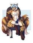  animal_genitalia anyare balls barbed_penis bell blue_hair canine chair cheetah collar digitigrade eyewear feline fox glasses hair heterochromia hybrid hybrid_penis knot male mammal multi_tail neko_ed nude penis sheath 