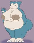  anthro areola barefoot belly big_breasts blue_skin breasts claws cute_fang erect_nipples eyes_closed female huge_breasts looking_at_viewer mammal navel nintendo nipples nude overweight pok&eacute;mon posexe pussy simple_background snorlax solo standing thick_thighs video_games wide_hips 