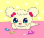  &lt;3 bed blush candy cute ear_piercing food green_eyes kiraritchi lollipop looking_at_viewer lying nude piercing tamagotchi unknown_artist 