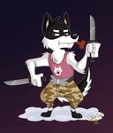  2016 canine clothing dagger dog dog_biscuit doggo knife male mammal melee_weapon sibsy solo undertale video_games weapon 