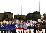  absurdres alina_(girls_und_panzer) alisa_(girls_und_panzer) anchovy anzio_school_uniform assam black_neckwear blue_sweater carpaccio carro_veloce_cv-33 churchill_(tank) clara_(girls_und_panzer) cup darjeeling dress_shirt girls_und_panzer ground_vehicle highres katyusha kay_(girls_und_panzer) m4_sherman military military_uniform military_vehicle motor_vehicle multiple_girls naomi_(girls_und_panzer) necktie nina_(girls_und_panzer) nonna official_art orange_pekoe pantyhose pepperoni_(girls_und_panzer) pravda_military_uniform rosehip rukuriri saunders_school_uniform shirt smile st._gloriana's_school_uniform sweater t-34 tank teacup thighhighs tiger_i uniform v v-neck white_shirt 