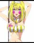  1girl blonde_hair blue_eyes breasts five_nights_at_freddy&#039;s large_breasts makeup short_hair solo tie toy_chica 