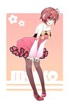  bad_id bad_pixiv_id brown_eyes brown_hair colorful_x_melody_(vocaloid) detached_sleeves dress leaning_forward legs meiko muro_(ninimohu) project_diva_(series) project_diva_2nd short_hair solo strapless strapless_dress thighhighs vocaloid 