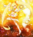  bad_id bad_pixiv_id blonde_hair boots bow choker cure_sunshine flower hair_ribbon heart heartcatch_precure! knee_boots long_hair magical_girl midriff mkm myoudouin_itsuki navel orange_bow orange_choker potpourri_(heartcatch_precure!) precure ribbon skirt twintails wrist_cuffs yellow yellow_background yellow_eyes 