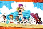  adapted_costume animal_ears animal_print bad_id bad_pixiv_id barefoot bikini black_hair blonde_hair breasts child cleavage feet gradient_hair hijiri_byakuren hishaku houjuu_nue karakasa_obake kumoi_ichirin large_breasts looking_at_viewer multicolored_hair multiple_girls murasa_minamitsu nazrin one-piece_swimsuit side-tie_bikini swim_cap swimsuit tail tatara_kogasa tiger_print tongue toramaru_shou touhou translated two-tone_hair umbrella undefined_fantastic_object unzan younger yukataro 