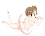  aoi2410 barefoot bikini brown_eyes brown_hair futami_mami idolmaster idolmaster_(classic) idolmaster_2 innertube long_hair side_ponytail solo swimsuit 