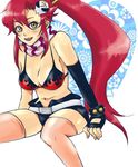  bad_id bad_pixiv_id breasts fingerless_gloves gloves hair_ornament hairpin large_breasts long_hair mismatched_gloves oikawa red_hair scarf short_shorts shorts smile solo striped striped_scarf tengen_toppa_gurren_lagann thighhighs yellow_eyes yoko_littner 