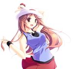  armband bad_id bad_pixiv_id blue_(pokemon) breasts brown_eyes brown_hair hat holding holding_poke_ball long_hair mayokichi medium_breasts poke_ball pokemon pokemon_(game) pokemon_frlg skirt solo 