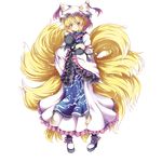  absurdres blonde_hair cat chen chen_(cat) full_body hat highres kyuubi multiple_tails north_abyssor short_hair solo tail touhou transparent_background yakumo_ran yellow_eyes 
