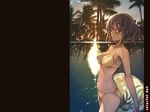  bikini copyright_request glasses highres solo swimsuit wallpaper water zama_masaaki 