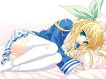  bed like_life panties ribbons thigh-highs underwear 
