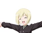  blonde_hair closed_eyes erica_hartmann highres short_hair smile solo strike_witches transparent_background uniform vector_trace world_witches_series 