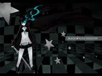  black_hair black_rock_shooter black_rock_shooter_(character) green_eyes highres long_hair midriff navel robo8 solo sword weapon 