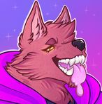  black_nose canine fox inatnay inner_ear_fluff invalid_tag looking_at_viewer mammal open_mouth purple_background pyrocynical saliva simple_background tongue yellow_eyes 