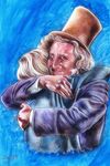  blonde_hair charlie_and_the_chocolate_factory charlie_bucket closed_eyes commentary gene_wilder hat highres hug male_focus multiple_boys signature smile top_hat willy_wonka willy_wonka_&amp;_the_chocolate_factory 