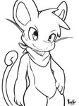  anthro anthrofied black_and_white buckteeth featureless_crotch front_view hand_on_hip line_art male mammal monochrome mostly_nude neckerchief nintendo pok&eacute;mon portrait rattata rodent signature solo teeth three-quarter_portrait video_games whiskers whiteleo 