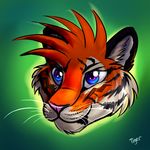  2016 anthro digital_media_(artwork) feline fur furrytiger_2012 hair headshot male mammal portrait purple_eyes simple_background smile solo tiger 