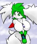  big_breasts breasts featureless_breasts fur green_eyes green_hair hair hayakain legendary_pok&eacute;mon nintendo pok&eacute;mon shaymin video_games white_fur 