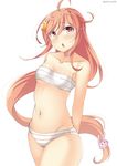  bad_id bad_pixiv_id bandages bandeau bunny_hair_ornament chestnut_mouth crescent crescent_hair_ornament hair_ornament kankitsunabe_(citrus) kantai_collection long_hair panties pink_hair red_eyes sarashi solo standing underwear uzuki_(kantai_collection) 