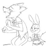  2016 anthro bedroom_eyes blush canine clothed clothing digital_media_(artwork) disney duo female fox fur half-closed_eyes happy judy_hopps lagomorph looking_pleasured love male mammal naughty_face nick_wilde open_mouth pants police_uniform predator/prey rabbit romantic_couple seductive shirt simple_background sketch smile strangerdad suggestive tail_pull teeth tongue uniform white_background zootopia 