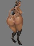  anus bent_over big_butt bit_breast black_fur breasts brown_hair butt erzebetblah female fluffy fur hair nude pussy satyr spreading 