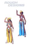  alternate_costume bikini breasts cleavage concept_art cowboy_hat dark_skin dyed_hair large_breasts multicolored_hair navel official_art small_breasts tattoo the_king_of_fighters_xiv thighs variations zarina 