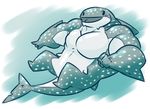  2015 5_fingers anthro blue_background colored cute digital_drawing_(artwork) digital_media_(artwork) dorsal_fin dot_eyes fin fish full-length_portrait gills grey_scales happyending huge_muscles light looking_at_viewer manly marine multicolored_scales muscular portrait scales shaded shark shiny_body simple_background solo spotted_body swimming tail_fin teal_background toony two_tone_scales whale_shark white_scales 