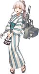  full_body japanese_clothes kantai_collection kimono konishi_(koconatu) long_hair machinery official_art solo transparent_background yukata yura_(kantai_collection) 