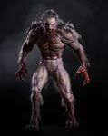  2016 3d_(artwork) 4_toes abs angry animal_humanoid biceps big_muscles blood blood_on_hand blood_on_mouth canine claws digital_media_(artwork) digitigrade fighting_stance front_view full-length_portrait fur grey_fur grey_hair hair hi_res humanoid looking_at_viewer male mammal muscular naturally_censored nude open_mouth orange_eyes pecs portrait pubes sharp_claws sharp_teeth simple_background solo standing takayuki_tsujimoto teeth toe_claws toes vein were werewolf wolf wolf_humanoid 