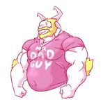  2015 5_fingers anthro asgore_dreemurr biceps big_biceps big_muscles blonde_hair caprine chest_tuft clothed clothing colored digital_drawing_(artwork) digital_media_(artwork) dot_eyes fist front_view fur goat hair half-length_portrait happyending horn male mammal manly mature_male musclegut muscular muscular_male pecs pink_clothing portrait shaded shirt simple_background snout solo t-shirt thick_neck toony tuft undertale video_games white_background white_fur white_horn 