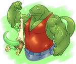  2015 5_fingers belt big_biceps blue_clothing blue_pants blush brown_clothing brown_pants clothing colored cute digital_drawing_(artwork) digital_media_(artwork) duo eye_contact eyebrows flexing footwear forked_tongue gecko green_background half-length_portrait happyending huge_muscles komodo_dragon larger_anthro larger_male light lizard long_tail macro male male/male manly monitor_lizard muscular muscular_male no_iris no_sclera pecs pink_tongue portrait red_clothing reptile scalie serratus shaded shiny shiny_body shoes side_view simple_background size_difference slim smaller_anthro smaller_male thick_neck tongue tongue_out toony vein white_background yellow_eyes 