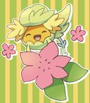  comfey flower gen_7_pokemon jippe no_humans patterned_background pokemon pokemon_(creature) smile striped striped_background vertical-striped_background vertical_stripes 