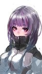  gradient_hair hidden_mouth highres long_hair maido_mido multicolored_hair original purple_eyes purple_hair simple_background sketch solo white_background zipper 