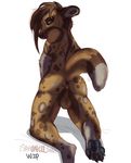  2016 african_wild_dog animal_genitalia anus balls barefoot blue_eyes brown_fur brown_nose butt canine digital_media_(artwork) from_behind_position fur james male mammal multicolored_fur nude raised_tail sayuncle sex simple_background sofa spot spots spotted_fur 