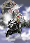  edojyou ground_vehicle highres kamen_rider kamen_rider_double kamen_rider_w male_focus motor_vehicle motorcycle solo 