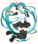  aqua_eyes aqua_hair boots detached_sleeves full_body hatsune_miku headphones highres long_hair looking_at_viewer md5_mismatch necktie open_mouth rassie_s skirt solo thigh_boots thighhighs twintails very_long_hair vocaloid 