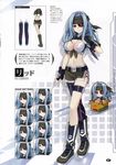  blue_hair boots box breasts character_name character_sheet chibi chou_megami_shinkou_noire_gekishin_black_heart cleavage concept_art expressions eyepatch fingerless_gloves gloves headband highres holding holding_weapon in_box in_container knee_boots knife large_breasts long_hair looking_at_viewer manamitsu midriff multiple_views neptune_(series) non-web_source official_art production_art rid short_shorts shorts simple_background smile tears translation_request weapon 