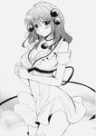  breasts cheria_barnes choker cleavage cosplay doujinshi frills greyscale hair_ornament highres kurimomo large_breasts looking_at_viewer monochrome reala reala_(cosplay) short_hair skirt solo tales_of_(series) tales_of_destiny_2 tales_of_graces 