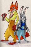  2016 canine disney female fox fur judy_hopps lagomorph male mammal nick_wilde rabbit red-velvet-panda zootopia 
