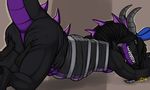  anthro big_butt black_body butt butt_grab dragon female group hand_on_butt hi_res horn ki&#039;eruu may825 nude scalie sharp_teeth slightly_chubby solo_focus squish stuck teeth thick_thighs 