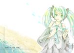  aqua_eyes aqua_hair character_name hatsune_miku headset long_hair looking_at_viewer necktie nezuki skirt solo twintails vocaloid 