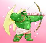  &lt;3 2015 4_toes action_pose archer armpits arrow biceps big_biceps bow chest_tuft clothed clothing colored cute digital_drawing_(artwork) digital_media_(artwork) dot_eyes english_text footwear green_hair green_skin hair happyending holidays huge_muscles humanoid light manly musclegut muscular orc pecs pink_background pink_clothing sandals serratus shaded shorts simple_background text toes toony topless tuft valentine&#039;s_day wings 