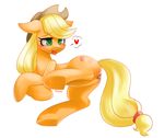  &lt;3 applejack_(mlp) blonde_hair blush cutie_mark earth_pony equine feral friendship_is_magic green_eyes hair hat horse long_hair mammal my_little_pony open_mouth pony presenting pussy pussy_juice renokim solo tongue tongue_out 