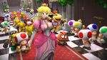  2016 3d_(artwork) absurd_res big_breasts bowser_jr. breasts castle cleavage clothed clothing digital_media_(artwork) female goomba group hammer_brothers hi_res human koopa male mammal mario mario_bros nintendo princess_peach scalie star toad_(mario) urbanator video_games 